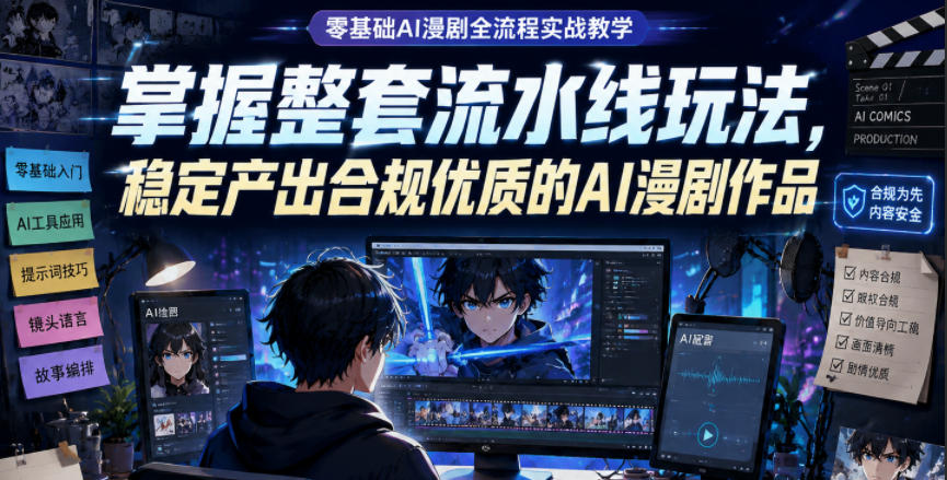 零基础AI漫剧全流程实战教学，掌握整套流水线玩法，稳定产出合规优质的AI漫剧作品-创业资源网