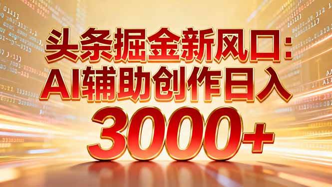（16923期）头条掘金新风口：AI辅助创作日入3000+，矩阵玩法当天启动隔天见效-创业资源网