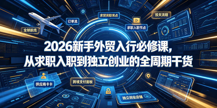 2026新手外贸入行必修课，从求职入职到独立创业的全周期干货-创业资源网