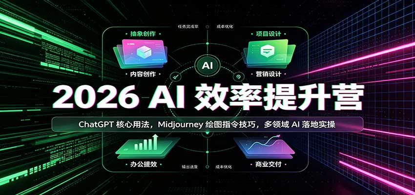 2026 AI效率提升营：ChatGPT核心用法，Midjourney绘图指令技巧，多领域AI落地实操-创业资源网