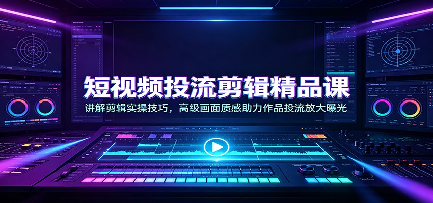 短视频投流剪辑精品课：讲解剪辑实操技巧，高级画面质感助力作品投流放大曝光-创业资源网