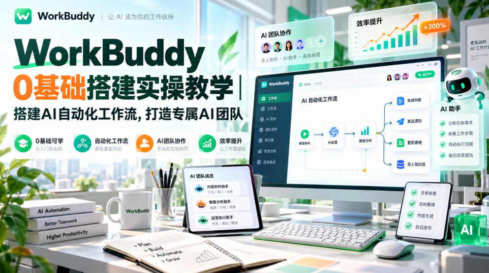 WorkBuddy 0基础搭建实操教学｜搭建AI自动化工作流，打造专属AI团队-创业资源网