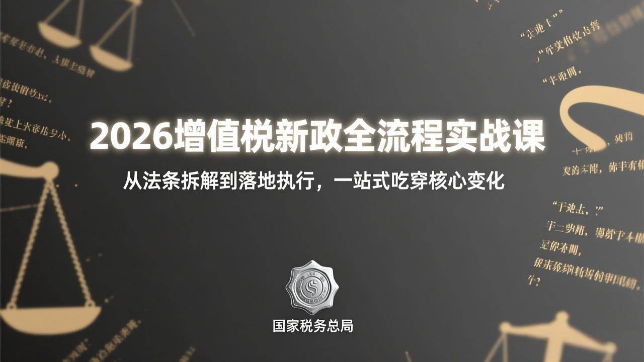 (17529期)2026增值税新政全流程实战课:从法条拆解到落地执行,一站式吃透核心变化-创业资源网