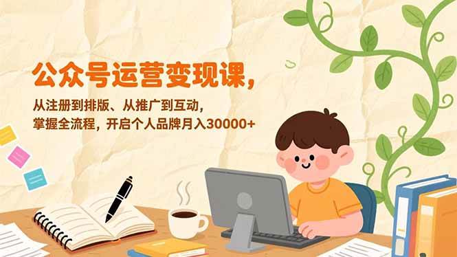 （17067期）公众号运营变现课，从注册到排版、从推广到互动，掌握全流程，开启个人品牌月入30000+-创业资源网