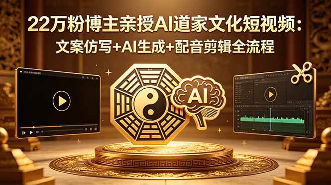（18580期）22万粉博主亲授AI道家文化短视频：文案仿写+AI生成+配音剪辑全流程-创业资源网
