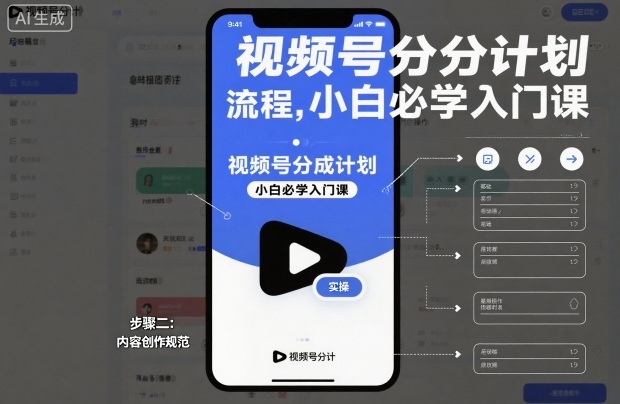 视频号分成计划实操流程，小白必学入门课-创业资源网