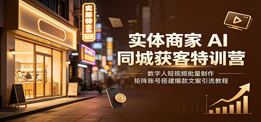 实体商家AI同城获客特训营:数字人短视频批量制作,矩阵账号搭建爆款文案引流教程-创业资源网