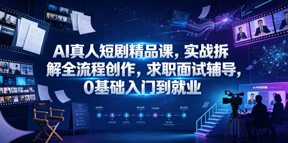 AI真人短剧精品课,实战拆解全流程创作,求职面试辅导,0基础入门到就业-创业资源网