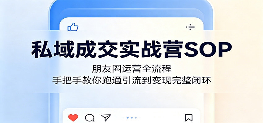 私域成交实战营SOP：朋友圈运营全流程，手把手教你跑通引流到变现完整闭环-创业资源网