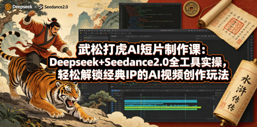 武松打虎AI短片制作课：Deepseek+Seedance2.0全工具实操，轻松解锁经典IP的AI视频创作玩法-创业资源网