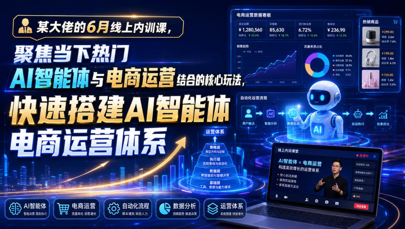 某大佬的6月线上内训课，聚焦当下热门AI智能体与电商运营结合的核心玩法，快速搭建AI智能体电商运营体系-创业资源网