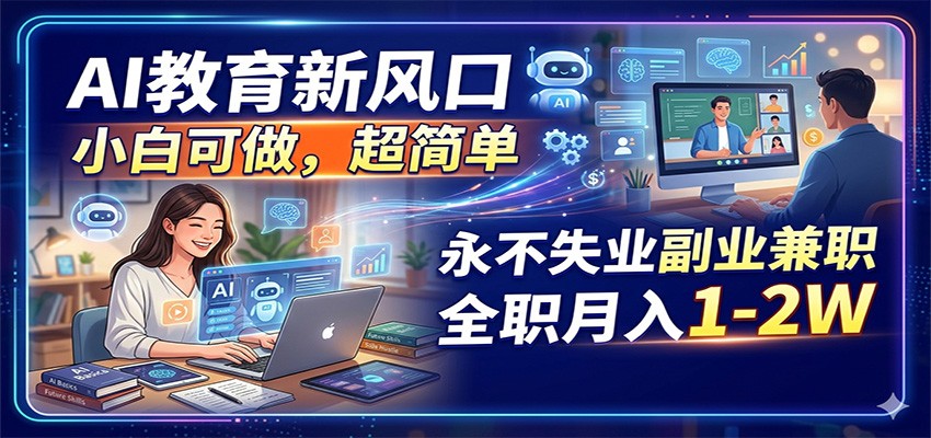 AI教育新风口，小白可做，超简单，永不失业副业兼职 全职月入1-2W-创业资源网