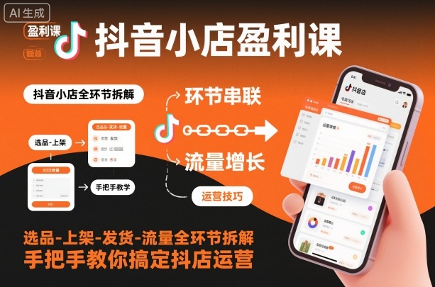 抖音小店盈利课-选品-上架-发货-流量全环节拆解,手把手教你搞定抖店运营-创业资源网