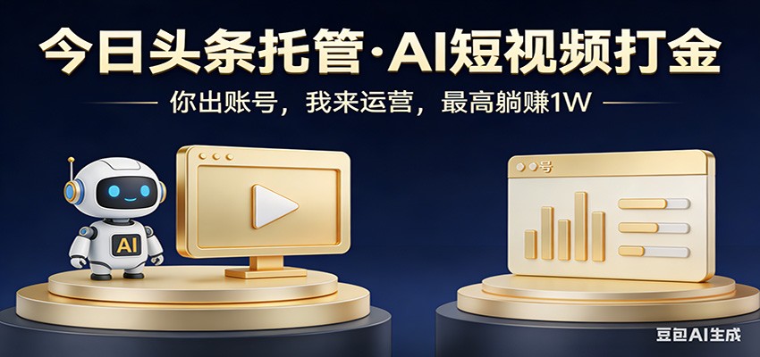 头条号AI托管，我提供作品，你提供账号，每天5分钟发布，小白躺赚3000+-创业资源网