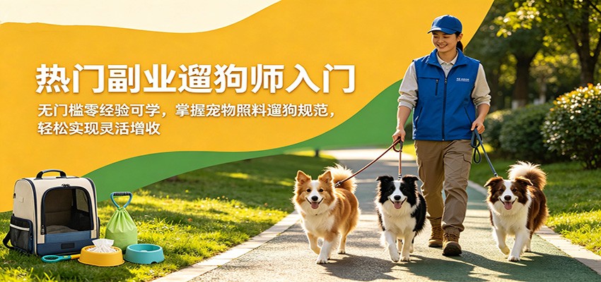 热门副业遛狗师入门，无门槛零经验可学，掌握宠物照料遛狗规范，轻松实现灵活增收-创业资源网
