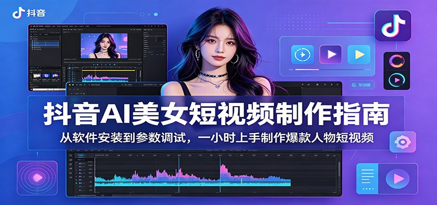 抖音AI美女短视频制作指南：从软件安装到参数调试，一小时上手制作爆款人物短视频-创业资源网