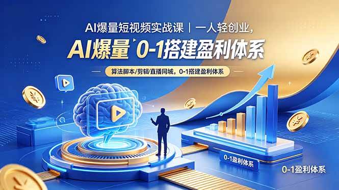 （18652期）AI爆量短视频实战课｜一人轻创业，算法脚本剪辑直播同城，0-1搭建盈利体系-创业资源网