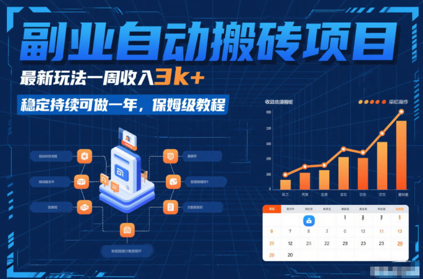 副业自动搬砖项目，最新玩法一周收入3k+，稳定持续可做一年，保姆级教程【揭秘】-创业资源网