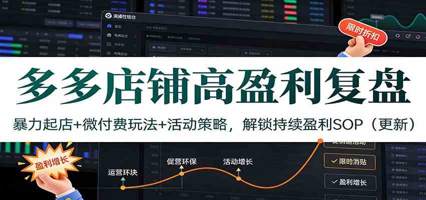 多多店铺高盈利复盘：暴力起店+微付费玩法+活动策略，解锁持续盈利SOP（更新）-创业资源网