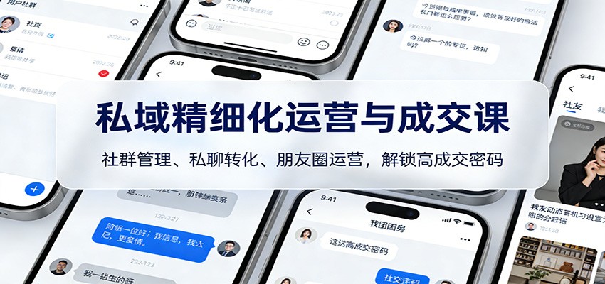 私域精细化运营与成交课：社群管理、私聊转化、朋友圈运营，解锁高成交密码-创业资源网