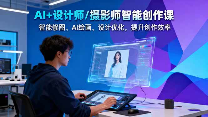 AI+设计师/摄影师智能创作课:智能修图、AI绘画、设计优化,提升创作效率-创业资源网