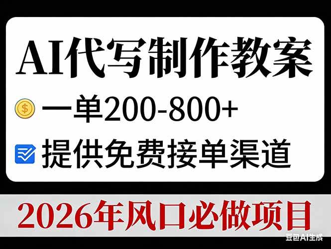 （17096期）AI代写制作教案，一单200-800+，提供免费接单渠道，2026年风口必做项目-创业资源网