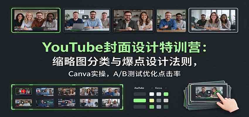 YouTube封面设计特训营：缩略图分类与爆点设计法则，Canva实操，A/B测试优化点击率-创业资源网
