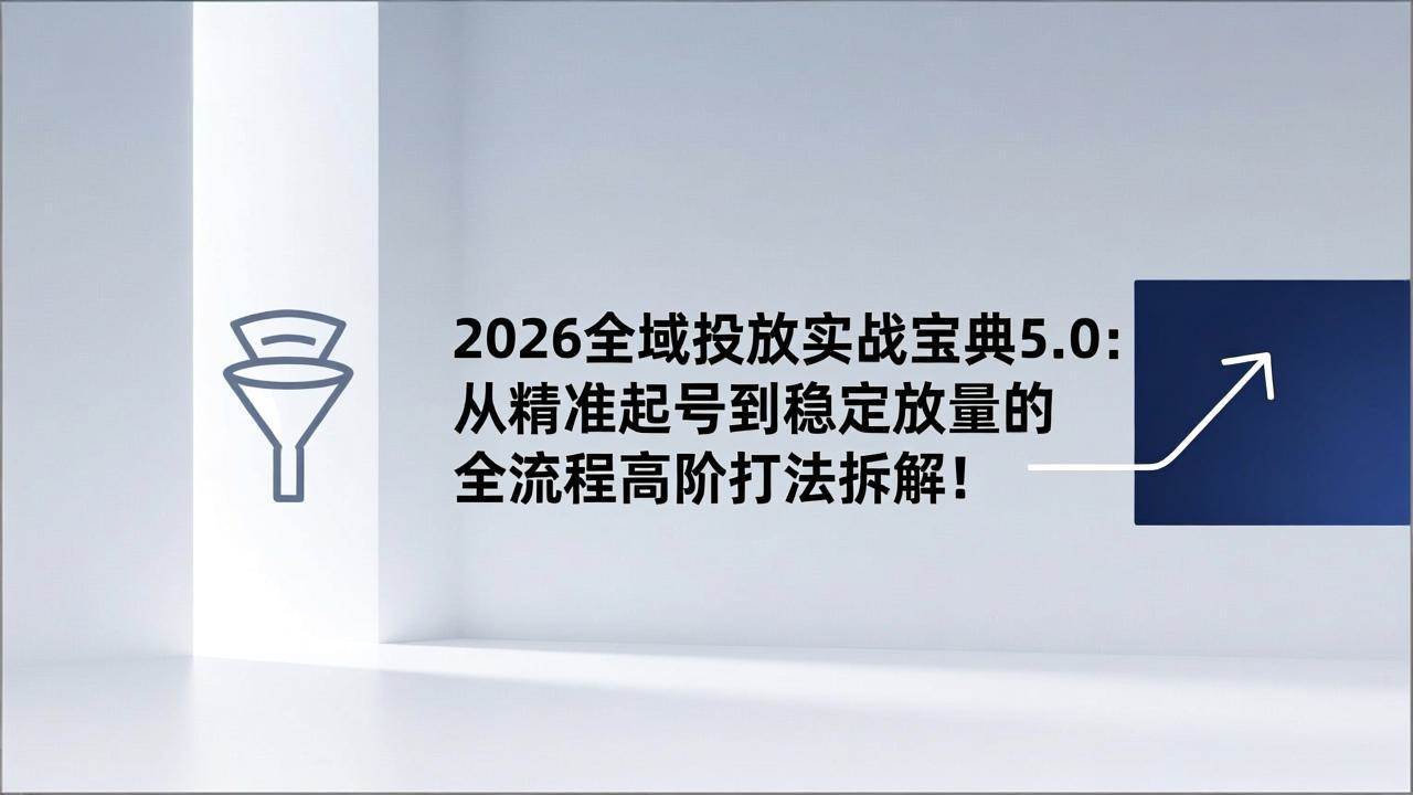 （17156期）2026全域投放实战宝典5.0：从精准起号到稳定放量的全流程高阶打法拆解！-创业资源网