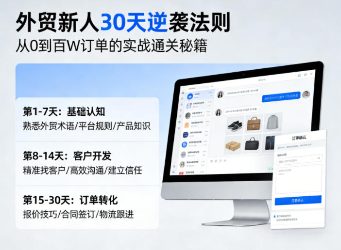 外贸新人30天逆袭法则，教你从0到百W订单的实战通关秘籍-创业资源网