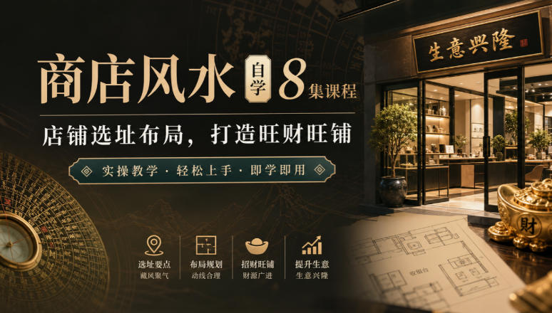 商店风水自学8集课程｜店铺选址布局，打造旺财旺铺实操教学-创业资源网