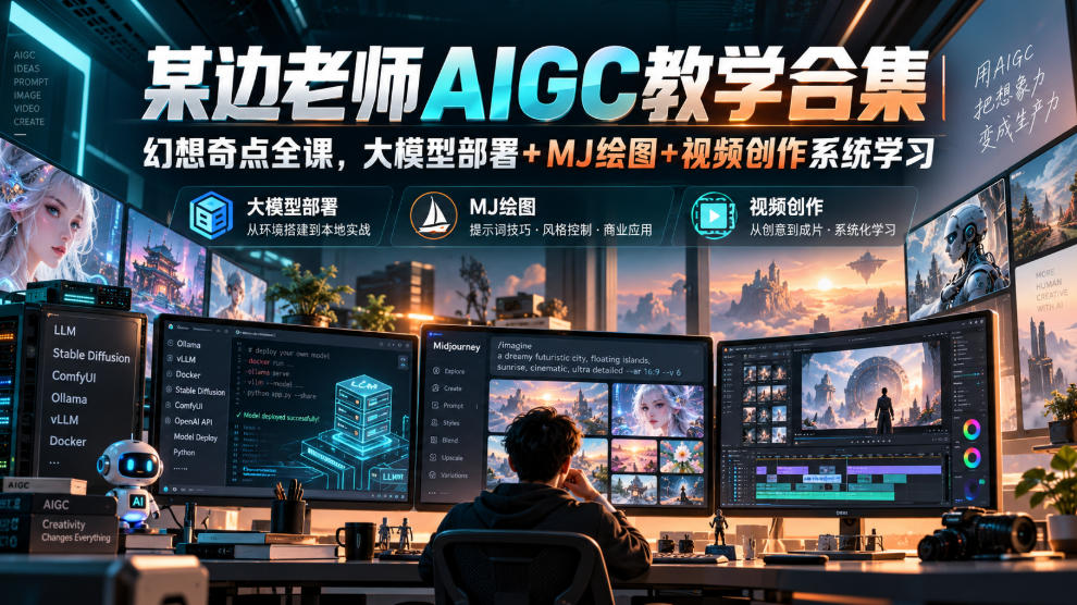 某边老师AIGC教学合集｜幻想奇点全课，大模型部署+MJ绘图+视频创作系统学习-创业资源网