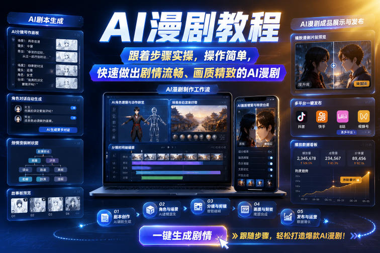 AI漫剧教程，跟着步骤实操，操作简单，快速做出剧情流畅、画质精致的AI漫剧-创业资源网