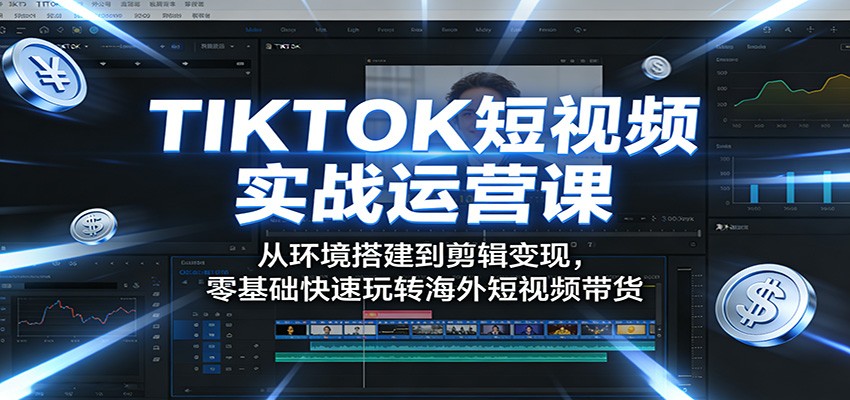 TIKTOK短视频实战运营课：从环境搭建到剪辑变现，零基础快速玩转海外短视频带货-创业资源网