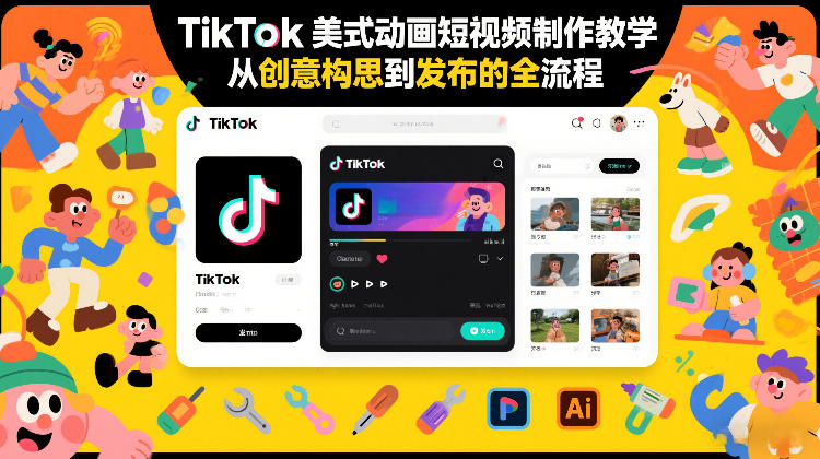 TikTok美式动画短视频制作教学,从创意构思到发布的全流程-创业资源网