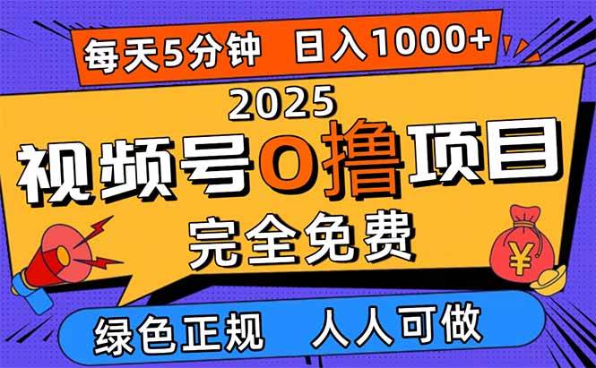 图片[1]-（16388期）2025视频号0撸项目，5分钟一个号，日入1000+，人人可做-创业资源网