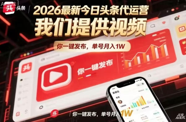 今日头条躺賺模式，你9我1，操作简单，一键发布，单机日入数百，长期合作【揭秘】-创业资源网
