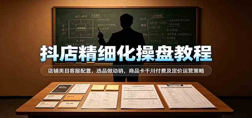 抖店精细化操盘教程:店铺类目客服配置,选品做动销,商品卡千川付费及定价运营策略-创业资源网