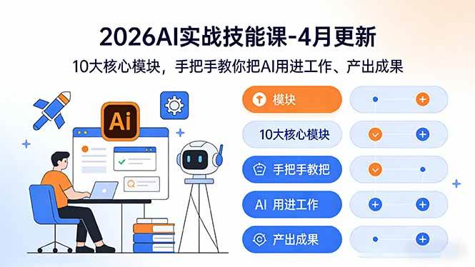 （17941期）2026AI实战技能课-4月更新：10大核心模块，手把手教你把AI用进工作、产出成果-创业资源网