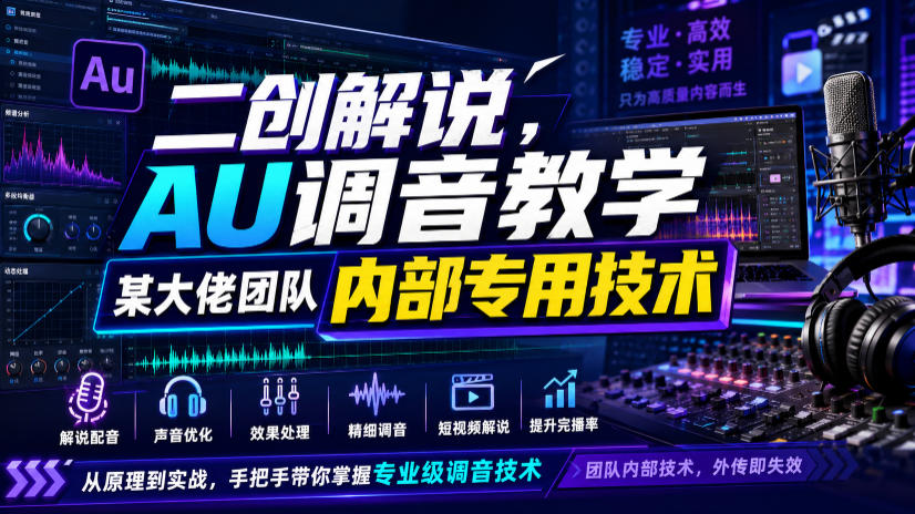 二创解说AU调音教学，某大佬团队内部专用技术-创业资源网