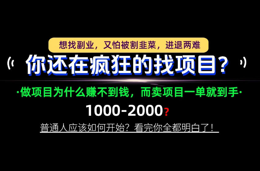你还在疯狂的找项目？别傻了！卖项目才是真正的一本万利！怎么做，看完你全都明白！【揭秘】-创业资源网