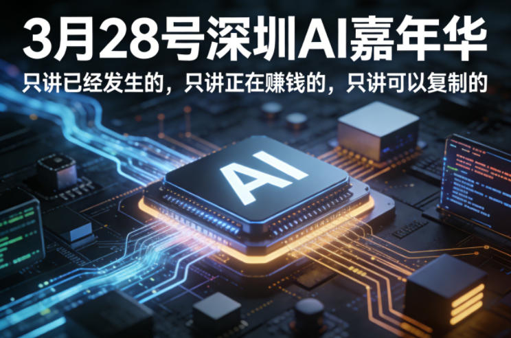 3月28号深圳AI嘉年华，只讲已经发生的，只讲正在賺钱的，只讲可以复制的-创业资源网