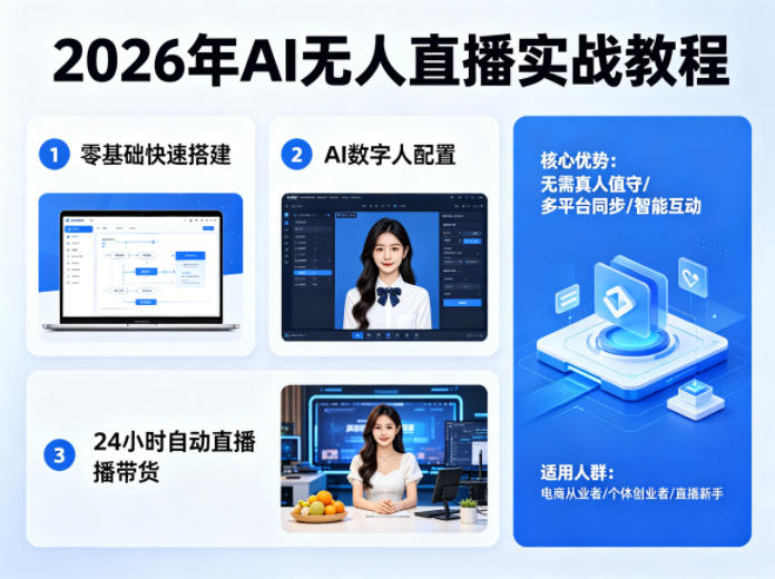 2026年AI无人直播实战教程，零基础也能快速搭建AI数字人无人直播间，实现24小时自动直播带货-创业资源网