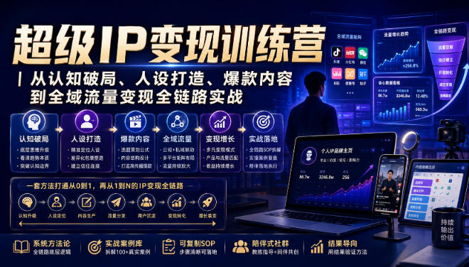 超级IP变现训练营｜从认知破局、人设打造、爆款内容到全域流量变现全链路实战-创业资源网