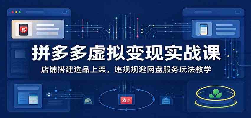 拼多多虚拟变现实战课：店铺搭建选品上架，违规规避网盘服务玩法教学-创业资源网