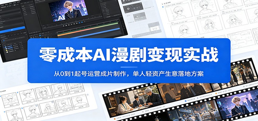 零成本AI漫剧变现实战：从0到1起号运营成片制作，单人轻资产生意落地方案-创业资源网