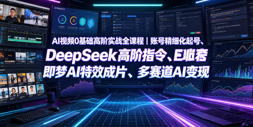 AI视频0基础高阶实战全课程｜账号精细化起号、DeepSeek高阶指令、即梦AI特效成片、多赛道AI短视频量产变现-创业资源网