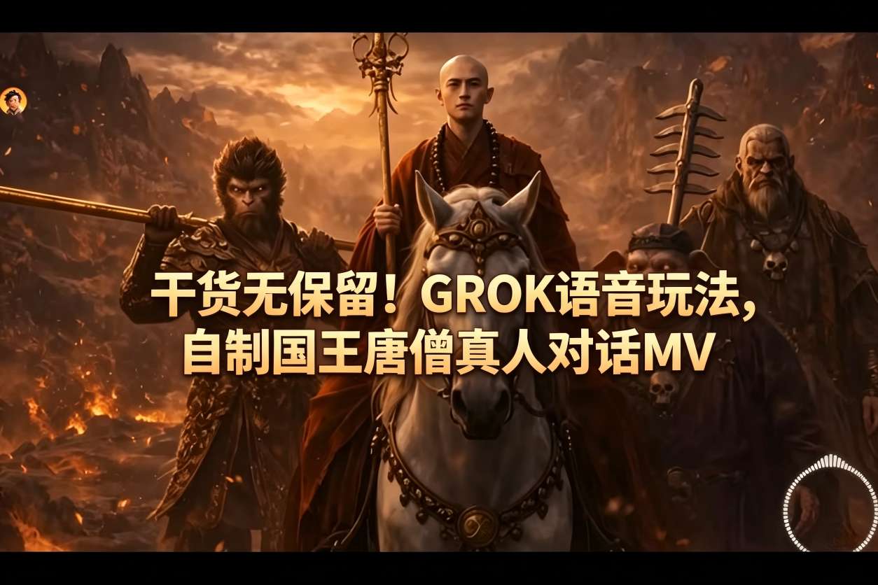 干货无保留！GROK语音玩法，自制国王唐僧真人对话MV-创业资源网