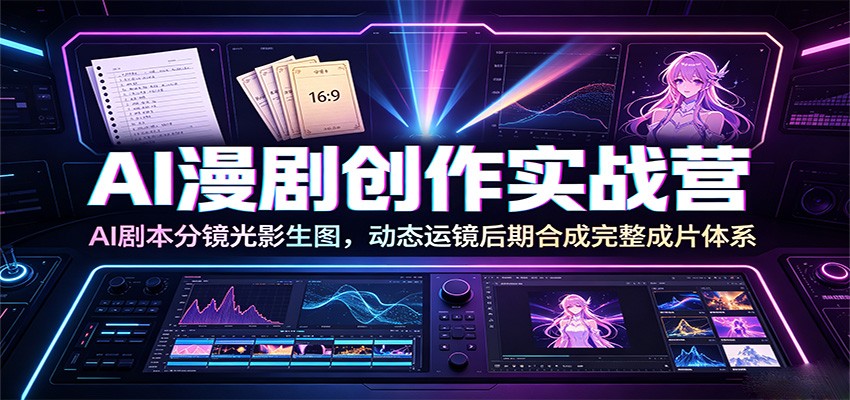 AI漫剧创作实战营：AI剧本分镜光影生图，动态运镜后期合成完整成片体系-创业资源网