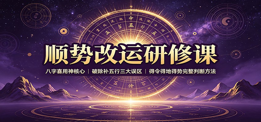 顺势改运研修课：八字喜用神核心，破除补五行三大误区，得令得地得势完整判断方法-创业资源网