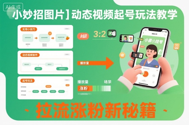 小妙招图片＋动态视频起号玩法教学，拉流涨粉新秘籍-创业资源网